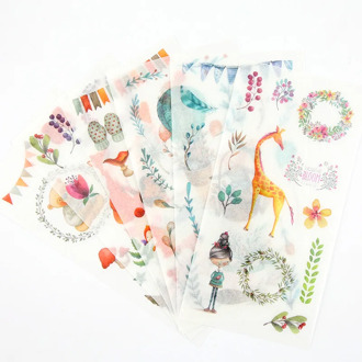 6 Sheets/pack Washi Paper DIY Decorative Adhesive Sticker,Kids Craft Scrapbooking Sticker Set for Diary, Album Calendars Planner