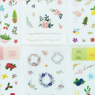 6 Sheets/pack Washi Paper Flowers Flamingo Animals Adhesive Stickers Decorative Album Diary Stick Label