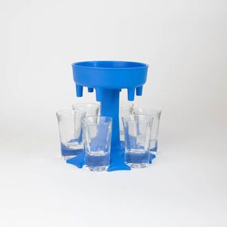 6 Shot Plastic Dispenser Houder Wijn Whisky Bier Dispenser Drank Dispenser Party Games Drinken Gereedschap Rack Bar Sets Accessoires blauw met 6 cup