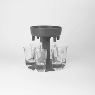 6 Shot Plastic Dispenser Houder Wijn Whisky Bier Dispenser Drank Dispenser Party Games Drinken Gereedschap Rack Bar Sets Accessoires grijs met 6 cup