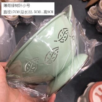 6 Soorten Bloemen Retro Tafel Fruit Platen Afvoer Mand Voor Fruit Keuken Slakom Voedsel Meral Gerechten Voor Restaurant Servies licht groen Leaf