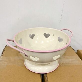 6 Soorten Bloemen Retro Tafel Fruit Platen Afvoer Mand Voor Fruit Keuken Slakom Voedsel Meral Gerechten Voor Restaurant Servies roze hart