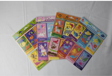 6 Stickerboekjes a 75 stickers 5,5x9,5cm