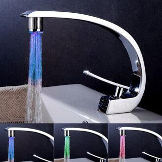 6 Stijl Lichtgevende Licht-Up Led Water Kraan Douche Tap Wastafel Water Nozzle Badkamer Keuken Led Light Kranen Met adapter single rood
