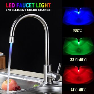 6 Stijl Lichtgevende Licht-Up Led Water Kraan Douche Tap Wastafel Water Nozzle Badkamer Keuken Led Light Kranen Met adapter Temperature con
