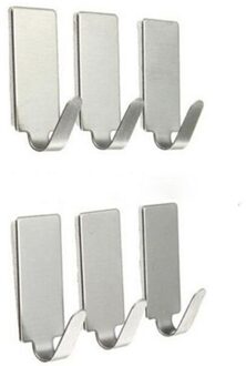 6 Stk/partij Roestvrij Staal Familie Gewaad Opknoping Haken Hoeden Tas Sleutelhanger Adhesive Muur Hanger Voor Badkamer Keuken