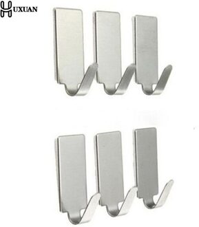 6 Stk/partij Roestvrij Staal Familie Gewaad Opknoping Haken Hoeden Tas Sleutelhanger Adhesive Muur Hanger Voor Badkamer Keuken