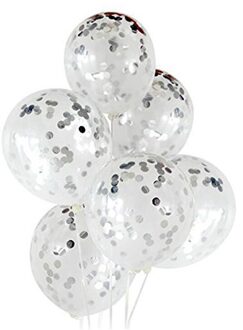 6 Stks Ballon Confetti Kleurrijke Papier, 12 "Strooi Sliver Latex Ronde Feestartikelen Verjaardagsfeestje Decoratie