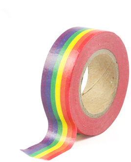 6 stks/pak Eenvoudige Effen Kleur Washi Masking Tape Sticker Decoratief Papier Tape Set DIY Decoratie Kantoorbenodigdheden Scrapbooking 1stk regenboog