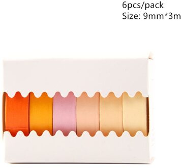 6 stks/pak Eenvoudige Effen Kleur Washi Masking Tape Sticker Decoratief Papier Tape Set DIY Decoratie Kantoorbenodigdheden Scrapbooking