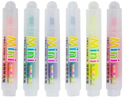 6 Stks/pak Mini Fluorescerende Pen Draagbare Markers Kawaii Markeerstift Set Tekening Art Kids Leuke Briefpapier Schoolbenodigdheden