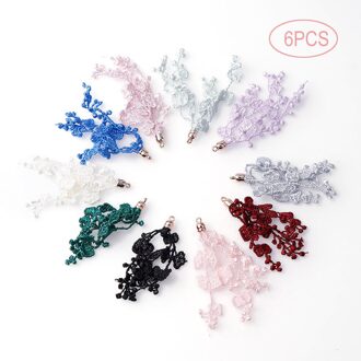 6 stks/pak Wave Patroon Mix Kleur Stoffen Kant Gehaakte Kwastje Hanger Decoratieve DIY Handgemaakte Oorbellen Ambachten Naaien Accessoires A 6stk mix kleur