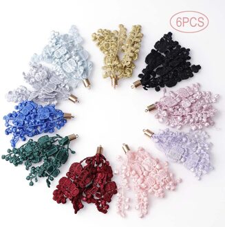6 stks/pak Wave Patroon Mix Kleur Stoffen Kant Gehaakte Kwastje Hanger Decoratieve DIY Handgemaakte Oorbellen Ambachten Naaien Accessoires B 6stk mix kleur