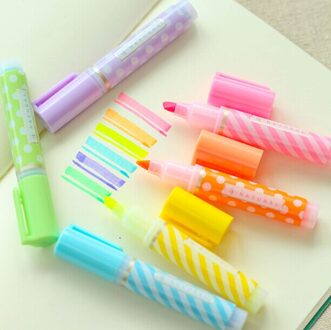 6 stks/partij Candy kleur Markeerstift voor tekening, marker pen kantoorbenodigdheden (tt-3829)
