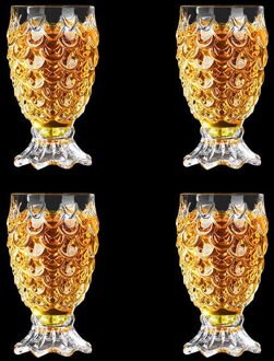6 Stks/partij Crystal Bier Glas Helder Ananas Vormige Whiskey Glazen Bruiloft Drinken Glas Drinkware Tumbler Set Voor Water Wijn