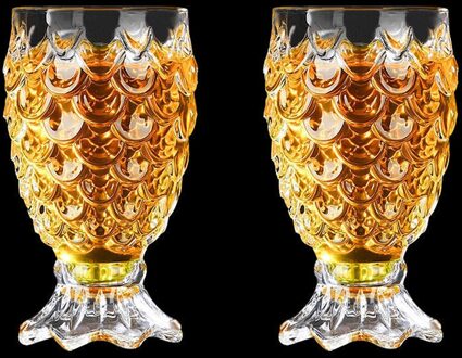 6 Stks/partij Crystal Bier Glas Helder Ananas Vormige Whiskey Glazen Bruiloft Drinken Glas Drinkware Tumbler Set Voor Water Wijn