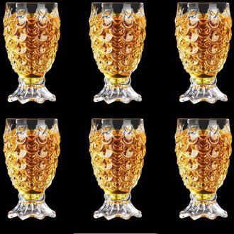 6 Stks/partij Crystal Bier Glas Helder Ananas Vormige Whiskey Glazen Bruiloft Drinken Glas Drinkware Tumbler Set Voor Water Wijn