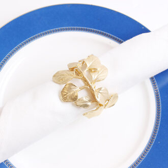6 Stks/partij Fall Leaves Servetringen Goud Zilver Doop Bangle Metal Servet Houder Huwelijksgeschenken Doop Shower Party Decor 5