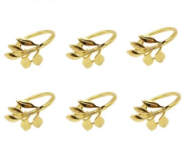 6 Stks/partij Hotel Servetring Servet Houder Fall Leaves Servet Gesp Kerst Wedding Party Gold Servet Circle Diner Tafel Decor
