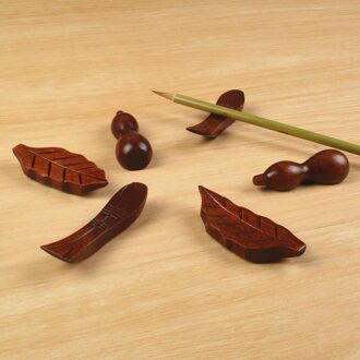 6 Stks/partij Houten Hand-Gesneden Kalligrafieborstel Pen Rest Houder Hout Borstel Rest Stand Schrijven Schilderen Briefpapier Schoolbenodigdheden