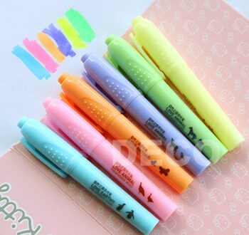 6 stks/partij Kawaii mini markeerstift pennen, 6 kleuren/pak, Office supply & Briefpapier (ss-896-1)