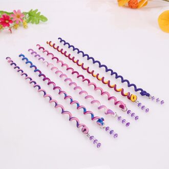 6 stks/partij Regenboog Kleur Hoofdband Leuke Meisjes Haar Band Crystal Lange Elastische Haarbanden Hoofddeksels Haaraccessoires Willekeurige Kleur Paars