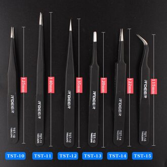 6 Stks/partij Roestvrijstalen Pincet Verlengen Super Sharp Super Hardheid Computer Mobiele Telefoon Reparatie Pincet Handgereedschap zwart