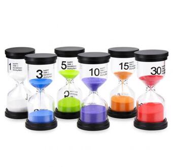 6 Stks/set 1/3/5/10/15/30Min Zand Klok Zandloper Zandloper Timer School kids Spel Office Desktop Decor Collection Diy Supplies
