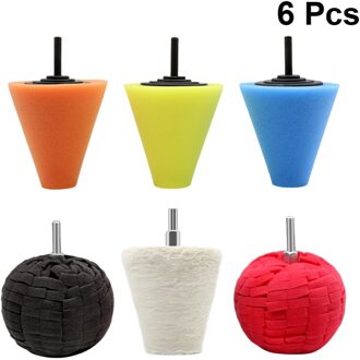 6 Stks/set 3 Inch Auto Hub Polijsten Spons Pads Afdichting Buffer Spons Wiel Kit Voor Auto (Blauw Geel Oranje zwart Wit Rood)