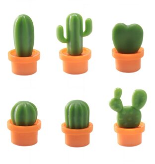 6 Stks/set 3D Leuke Cactus Magneet Levensechte Cactus Magnetische Sticker Voor Koelkast Prikbord Magnetische Potplanten oranje