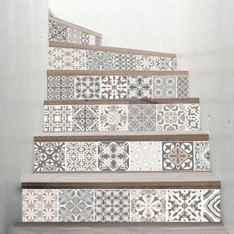 6 Stks/set 3D Mandala Bloem Trap Trap Riser Floor Sticker Zelfklevende Diy Stairway Waterdichte Pvc Muurtattoo P0RE