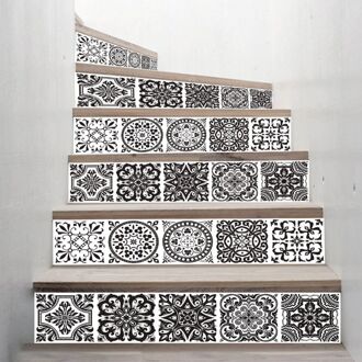 6 Stks/set 3D Mandala Trap Trap Riser Floor Sticker Zelfklevende Diy Stairway Waterdichte Pvc Muurtattoo