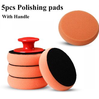 6 Stks/set 4Inch Auto Wax Wassen Polish Pad Spons Schuim Kit Badstof Microfiber Applicator Pad Grijper Handvat auto-Styling