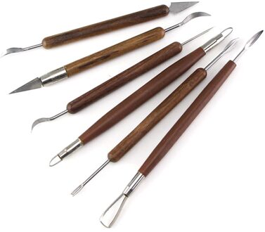 6 Stks/set Aardewerk Keramiek Gereedschappen Gesneden Polymer Clay Modeling Tool Wax Carving Gereedschap Set Rood Handvat Voor Sculptuur Gereedschap Set