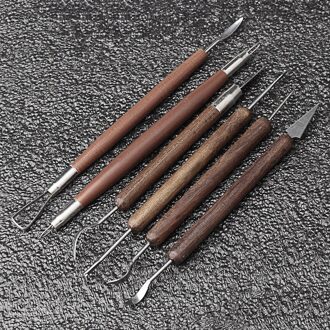 6 Stks/set Aardewerk Keramiek Gereedschappen Gesneden Polymer Clay Modeling Tool Wax Carving Gereedschap Set Rood Handvat Voor Sculptuur Gereedschap Set