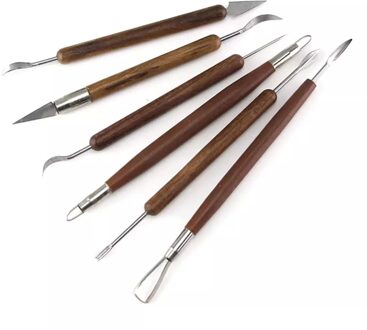 6 Stks/set Aardewerk Keramiek Gereedschappen Gesneden Polymer Clay Modeling Tool Wax Carving Gereedschap Set Rood Handvat Voor Sculptuur Gereedschap Set