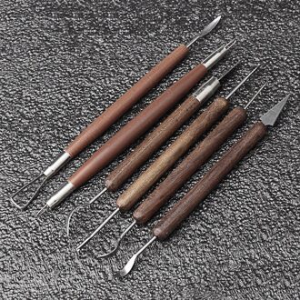 6 Stks/set Aardewerk Keramiek Gereedschappen Gesneden Polymer Clay Modeling Tool Wax Carving Gereedschap Set Rood Handvat Voor Sculptuur Gereedschap Set