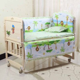 6 Stks/set Baby Beddengoed Set Pasgeborenen Wieg Wieg Bumper Cartoon Geanimeerde 100% Katoen Wasbaar Baby Cot Bed Protector groen leeuw