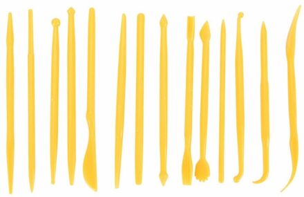 6 Stks/set Carving Gereedschap Aardewerk Keramiek Gereedschap Polymeer Klei Modeling Tools Wax Carving Beeldhouwen Tool geel 14 stk