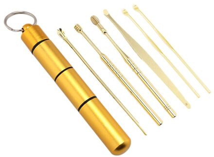 6 Stks/set Ear Wax Pickers Rvs Oor Pick Wax Remover Oor Pick Schoner Oor Schoner Lepel Zorg Oor Wattenstaafje schoon Gereedschap GD