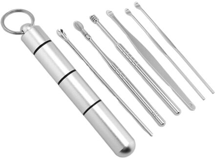 6 Stks/set Ear Wax Pickers Rvs Oor Pick Wax Remover Oor Pick Schoner Oor Schoner Lepel Zorg Oor Wattenstaafje schoon Gereedschap SV