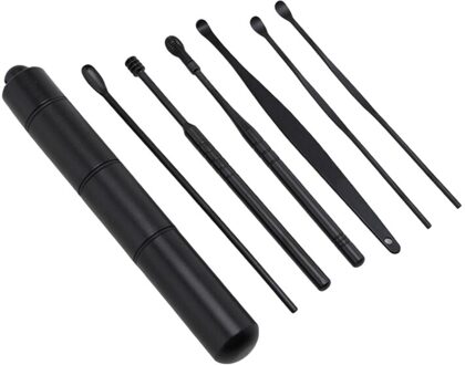6 Stks/set Ear Wax Pickers Rvs Oor Pick Wax Remover Oor Pick Schoner Oor Schoner Lepel Zorg Oor Wattenstaafje schoon Gereedschap zwart