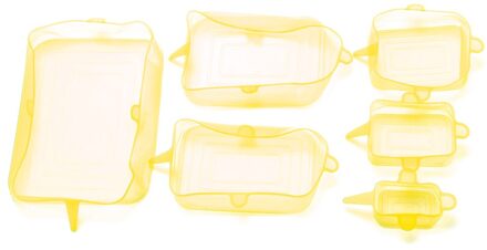 6 Stks/set Herbruikbare Kom Cover Ronde Vierkante Siliconen Deksel Stretch Zuig Voedsel Verse Houden Verse Deksels Kookgerei Keuken Gereedschap geel