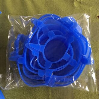 6 Stks/set Herbruikbare Silicone Voedsel Wrap Stretch Vacuüm Seal Cover Saran Wrap Keuken Organisatie Voedsel Verse Houden Verzegelde Deksels Blauw