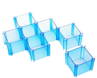 6 Stks/set Honingraat Sokken Ondergoed Opbergdoos Plastic Compartiment Kast Kledingkast Lade Afwerking Partitie Gratis Combinatie blauw