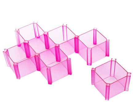 6 Stks/set Honingraat Sokken Ondergoed Opbergdoos Plastic Compartiment Kast Kledingkast Lade Afwerking Partitie Gratis Combinatie roos rood