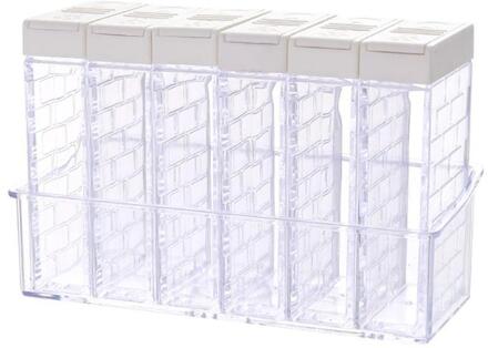 6 Stks/set Keuken Kruiden Doos Pot Transparante Zout Peper Spice Opslag Fles Met Base Voor Kruiden Opslag Twee-weg cover