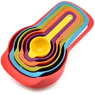 6 Stks/set Keuken Maatlepel Gereedschap Regenboog Kleur Bakken Tools Stapelbaar Combinatie Maatbeker Keuken Accessoires