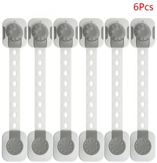 6 Stks/set Kinderen Dubbele Bescherming Veiligheidsslot Verstelbare Koelkast Ladeblokkering Baby Anti-Snuifje Handen Kast Vergrendelingen Grijs