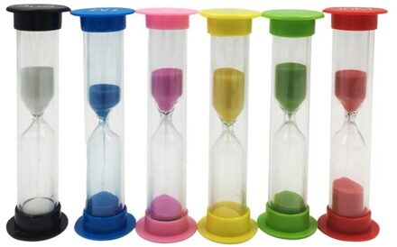 6 stks/set Kleurrijke Zandloper/Zandloper Beschikbaar Timers 1min Klok 3 minuten 10 minuten 5 minuten Zand 30sec 2min